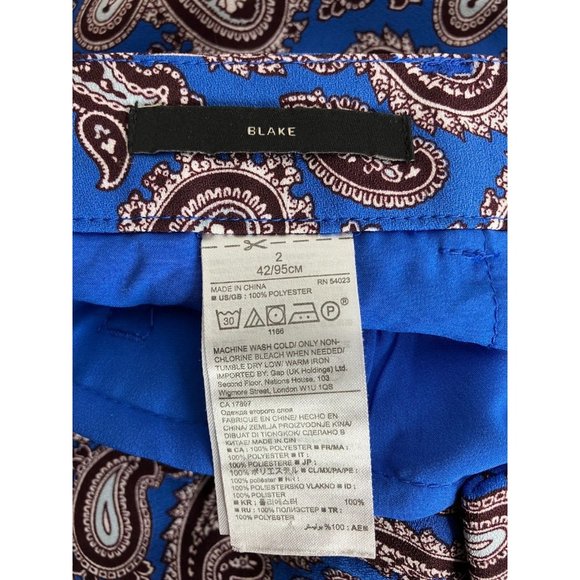 Banana Republic Women's Size 2 Blue Paisley Blake Pants - Picture 7 of 8